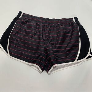 Athletic Works Womens Activewear Running Shorts Lined Stripes Black Red XL